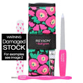 Revlon x Barbie Manicure Essentials Kit, 4 Piece Stainless Steel Beauty Set Includes Nail Buffer, Emeryl File, Cuticle Pusher, Nail Clipper & Travel Case (color may vary)