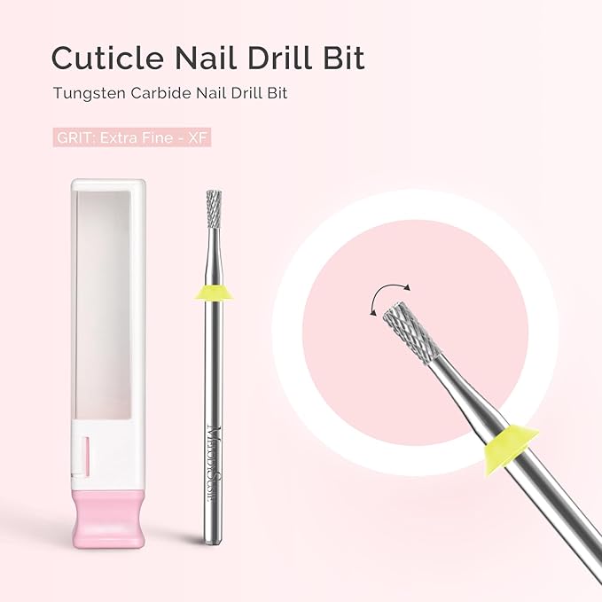 MelodySusie 2.3mm Inverted Tapered R Cut Nail Drill Bit, Professional Safety Carbide Under Nail Cleaner for Cuticle Dead Skin Nail Prepare, Manicure Nail Salon Supply, XF, Silver