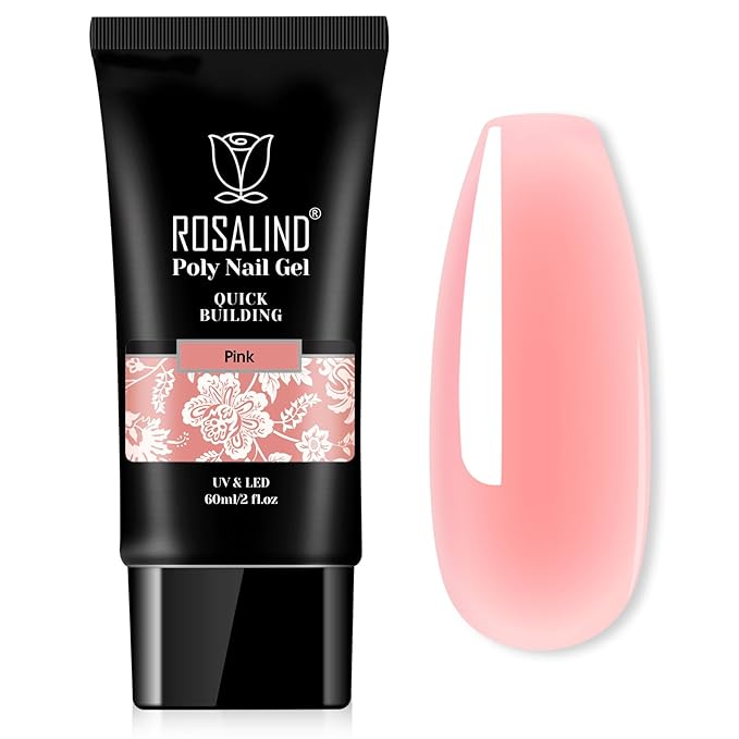 ROSALIND 2 oz Poly Nail Gel Millennial, Pink Poly Extension Gels Jelly Color Builder Pink Gel Quick Building Acrylic Nails Poly Extension Thickening Nail Art Trendy Beauty