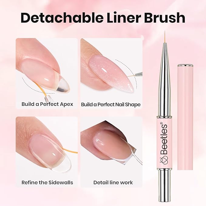 Beetles HEMA-FREE & TPO FREE Builder Nail Gel-Muted Bloom 6 Colors Strengthening Nails Building Apex & Extension for Beginner DIY Salon at Home,Jelly Nude Pink Glitter Builder Gels UV & LED Lamp Need