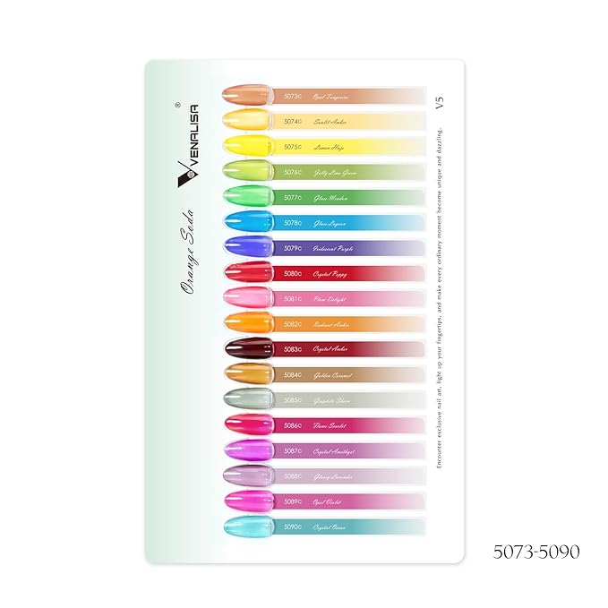 VENALISA V5 Gel Nail Polish Kit of 22 Pcs With Color Display Card Semi-transparent Jelly Gel Polish Set Sheer Red Black Green Soak Off Salon Nail Art DIY at Home Manicure