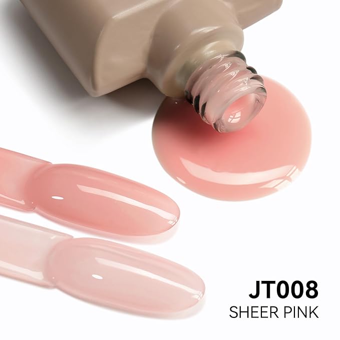 MAYCHAO Jelly Gel Nail Polish -15ML Sheer Pink Jelly Gel Polish Soak Off UV LED Nude Pink Nail Polish for DIY Manicure Home Salon Nail Art Visit the MAYCH, 0.5 OZ