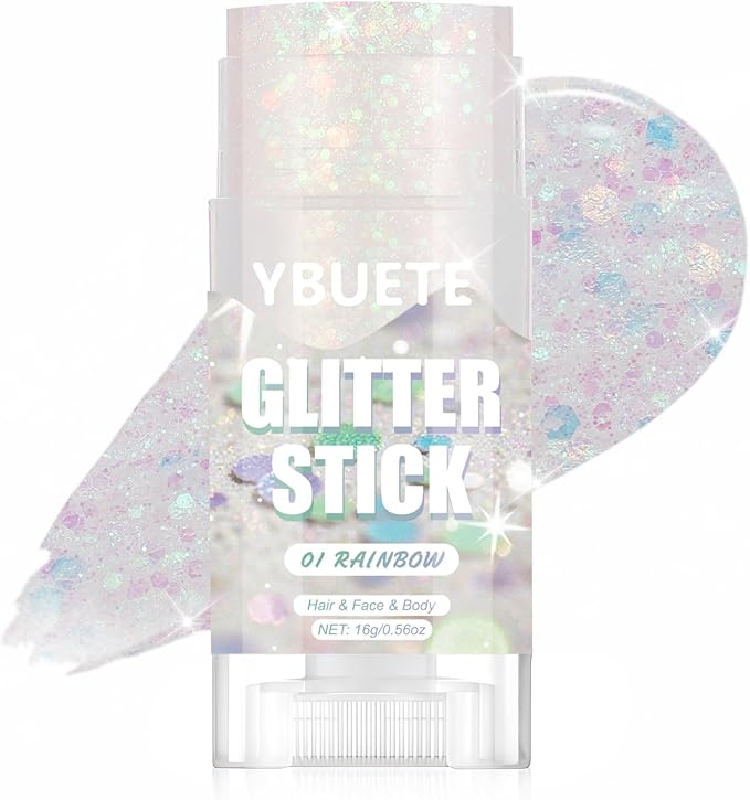 Rainbow Face and Body Glitter Stick for Sparkling Makeup, Hair Glitter Accessories for Women, Highlighting Stick for Fairy Dust Makeup, Cheerful Face Glitter for Festive Parties and Carnivals