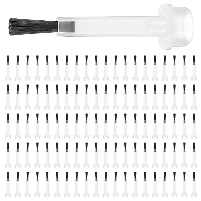 100 PCS Disposable Nail Brushes Replacement, Soft Brush Head, Dip Powder Liquid Replacement Brush, Gel Liquid Brush Set for DIY Nail Art Salon(Black)