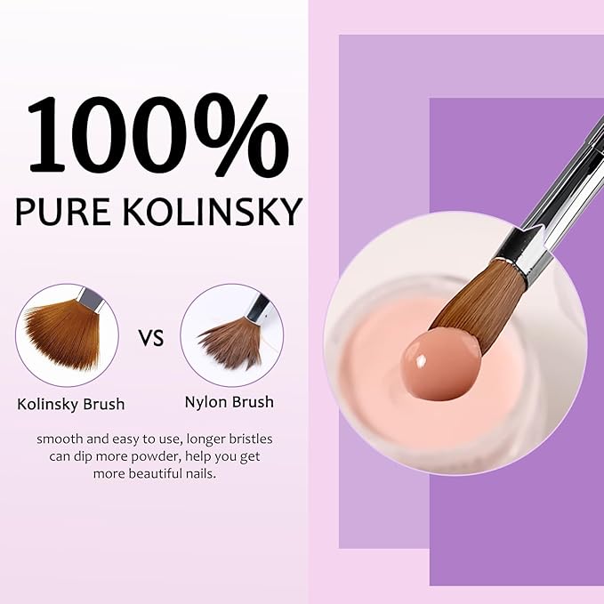 Acrylic Nail Brush - 100% Kolinsky Sable Hair Brush for Acrylic Application - Professional Salon-Grade Tools with Box for Nail Art, Extensions & 3D Carving (Gradient, #8)