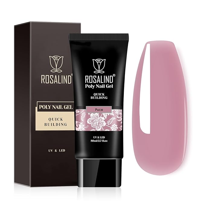 ROSALIND Purple Poly Extension Gel, 80ml/2.7 oz Purple Pink Poly Nail Gel Fall Colors Violet Builder Set for Nail Art Decoration, Nail Thickening Extension Easy to DIY Use at Home Need UV Lamp