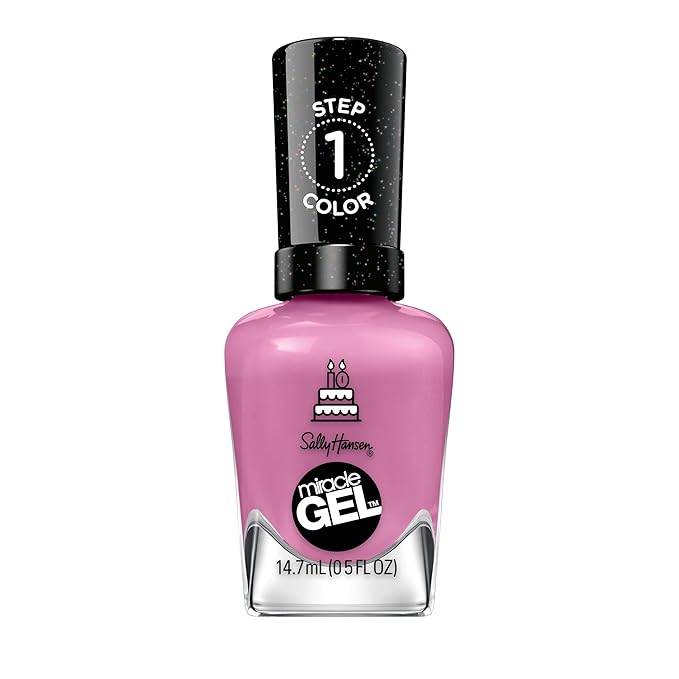 Sally Hansen Miracle Gel Salon Quality Nail Polish | Gel-Like Formula, Two-Step System, No UV Light Needed, Long Lasting | Opaque, Glossy | 530 Figgin' Love Hue | Pink Purple Nail Color