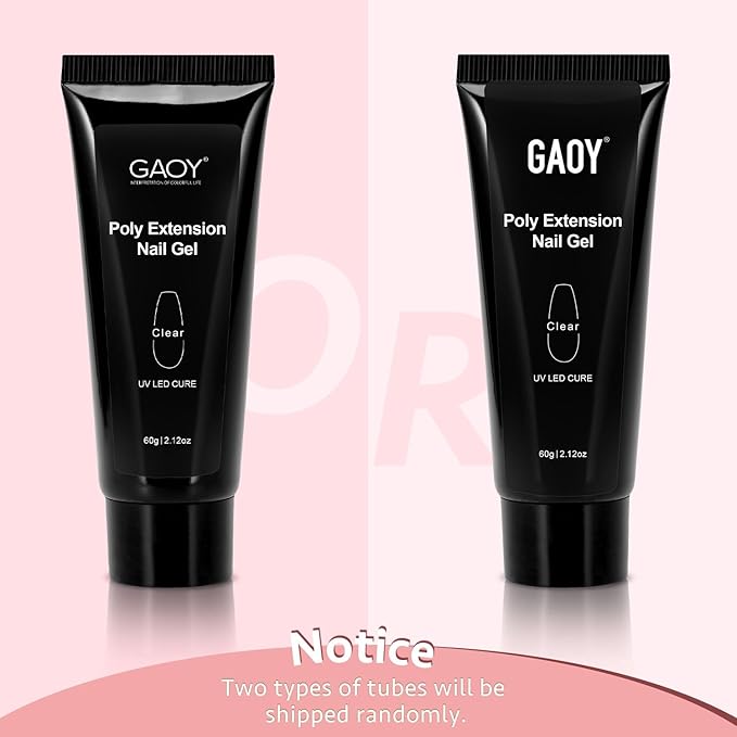 GAOY Poly Gel, 60g Nail Extension Gel, Clear Builder Enhancement for Beginner & Professional Nail Art Salon DIY at Home