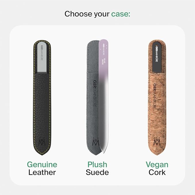 GERMANIKURE Glass Nail File in Cork Sleeve - But First Coffee - Professional Crystal Nail File for Natural Nails - Ideal Manicure & Pedicure Tool for Smooth, Easy Shaping - Nail Care Gift