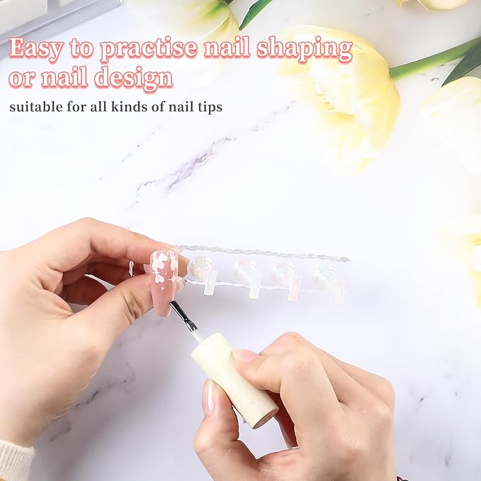 BQAN 2 Set Nail Holder for Painting Nails, Transparent Acrylic Nail Stand for Press on / Fake Nail Tips Training / Nails Display with 96 Pcs Reusable Adhesive Putty