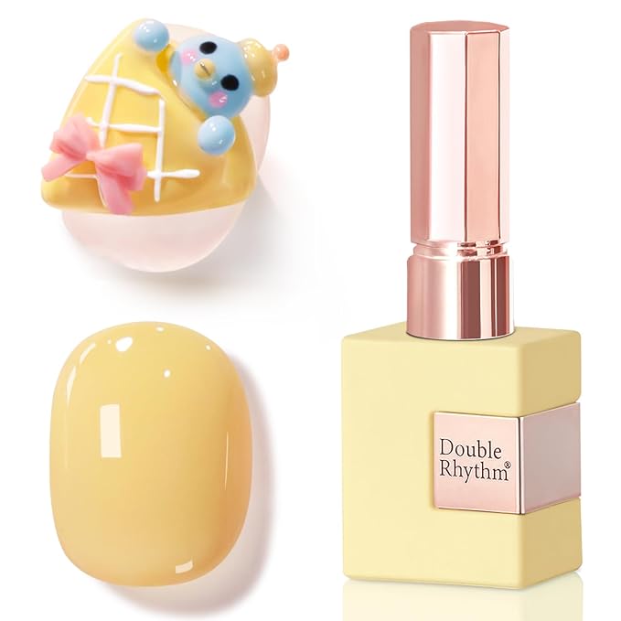 Double Rhythm 0.5 Oz Gel Nail Polish Neutral Natural Same Color Same Bottle Translucent Light Milky Pastel 15ML Manicure French Design Art DIY at Home (Cream Yellow-A1064)