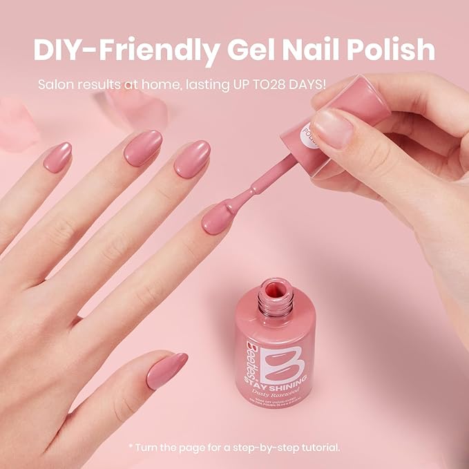 Beetles Pink Gel Polish - 15ML/0.51Fl Oz, Pink Gel Nail Polish, Same Color Same Bottle STAY SHINING Series, Soak Off UV LED Lamp Spring Nails Art, Long-Lasting Manicure Salon DIY Home Nails
