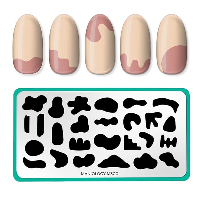 Maniology Mod Set Nail Stamping Plates, Minimalist Contemporary Aesthetic Nail Art Design, Blobs and Shapes Manicure (Mod Pods (M300), In Shape (M301))