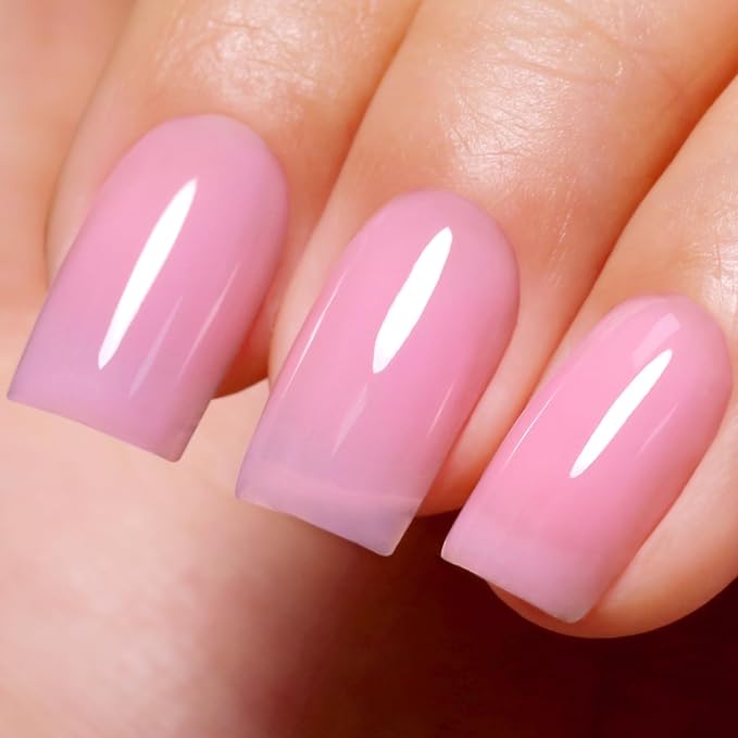 Jelly Gel Nail Polish, Light Pink Jelly Nail Polish Gel Translucent Spring Summer Sheer Nail Gel Polish Soak off UV LED for Nail Art DIY Manicure 0.5 Fl Oz