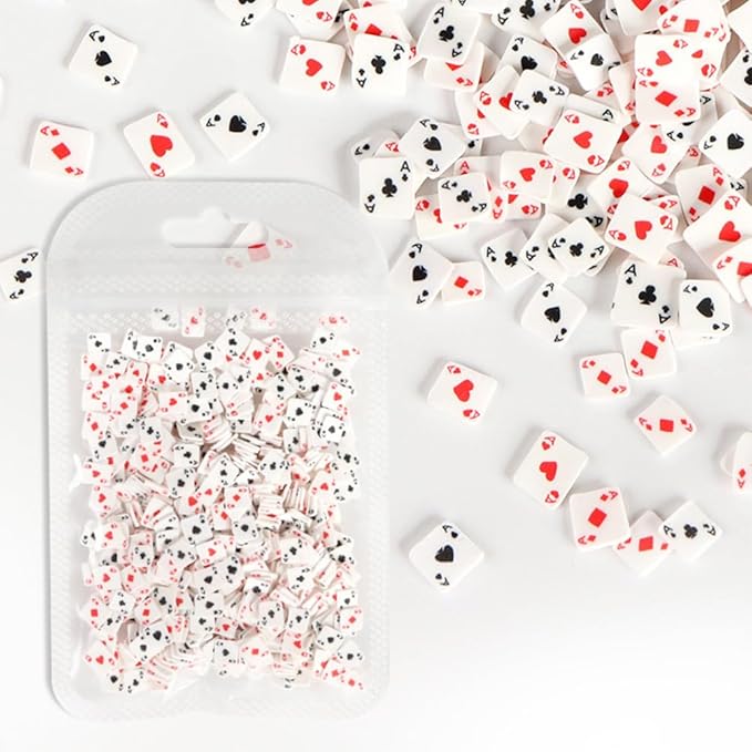 minkissy Poker Card Nail Charms Polymer Clay Nail Art Accessories for Diy Manicure 4.33X2.75In Unique Simulation Playing Card Design Durable Decoration