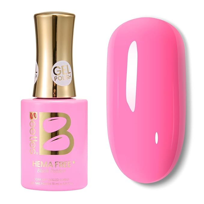 Beetles Hot Pink Gel Polish - Blush Popper 15ML/0.51Fl Oz, Hema Free Neon Pink Gel Nail Polish, Same Color Same Bottle, Soak Off UV LED Lamp Spring Summer Nails Art, Manicure Salon DIY Neon Nails