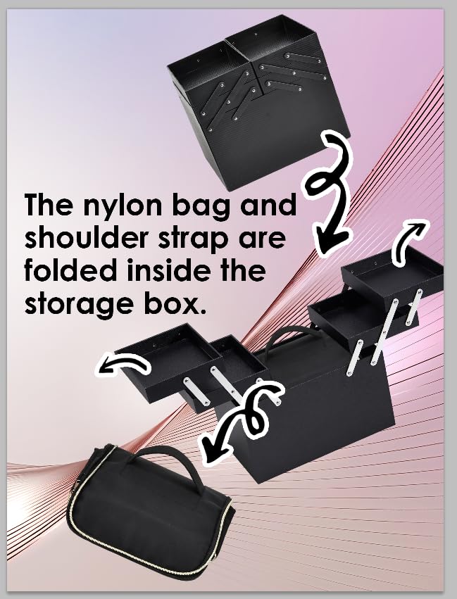 Large Travel Makeup Train Case, Big Makeup Bag Organizer Makeup Box,4 Tier Professional Cosmetic Storage Cases for Nail Tech Tattoo Storage Bag for Equipment and Supplies with luggage Sleeve