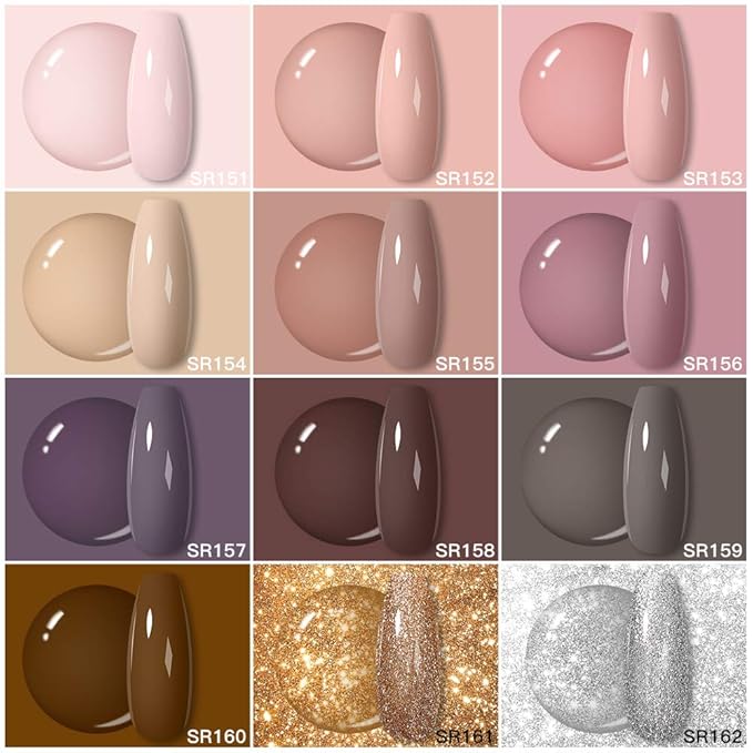 MEET ACROSS 12pcs Gel Nail Polish Set,Soak Off UV LED Lamp Gel Nail Polish Kit,Fashion Shimmer Nail Art Design Gifts for Women Manicure Salon (Pink)