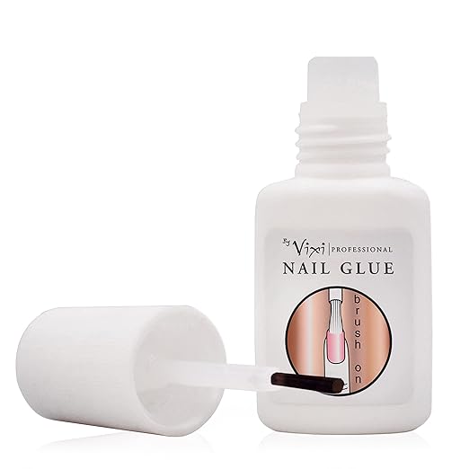 8ml x3 By Vixi Extra Strong Nail Glue with Brush and Free PREP File Clear Instant Dry Adhesive, Professional Salon Quality