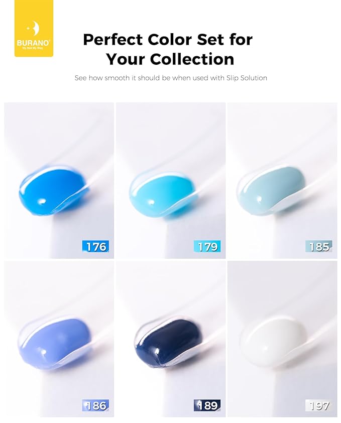 BURANO Poly Extension Gel Nail Kit, 6 Colors Nail Poly Nails Builder Gel Set for Beginner & Professional Using, DIY Starter Kit Nail Art Gift (blue)