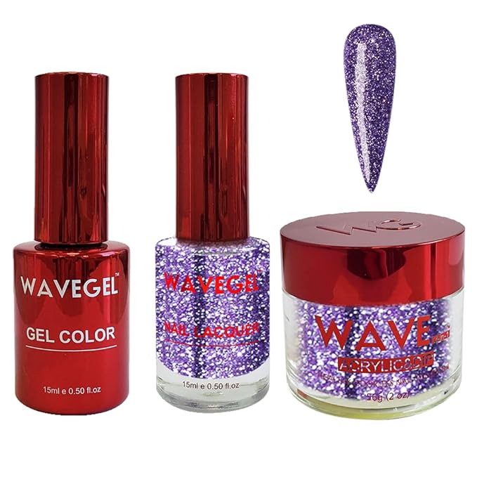 WAVEGEL Soak-Off Gel, Nail Lacquer & Acrylic/Dip Powder Matching Set - Queen Collection - #114 Royalty Rules