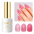 Imtiti Jelly Gel Nail Polish, 0.5 Fl Oz Rose Pink Sheer Jelly Gel Polish Soak Off LED UV Translucent DIY Nail Art Starter Manicure Salon