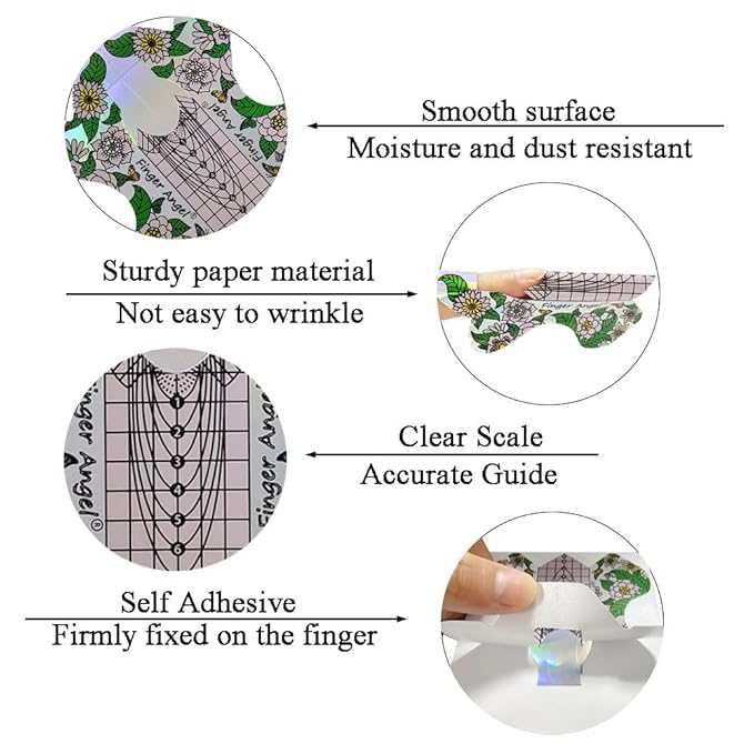 500Pcs Long Size Nail Extension Forms Laser Color Acrylic Nail Extension Sticker, Poly Gel Sticker,Nail Extension Forms,Self-Adhesive Nail Tips Guide Stencil Manicure Tool