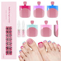 Toe Press On Nails French Tip, EBANKU 150 Pcs Pink Red Blue Purple Light Green Toe Nail Tips Press On Toenails Fake Toe Nail with Nail Glue for Women Nails DIY Salon Home 15 Sizes