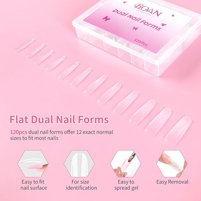 BQAN Poly Nail Gel Kit,3 Colors Poly Extension Gel With Dual Forms Builder Extension for Nail Tech DIY at Home Manicure Set (Pink&Nude)