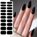 Semi Cured Gel Nail Strips 20 Pcs Black Nail Wraps, Stickers, UV Light Required Nail Art Design Decoration Accessories