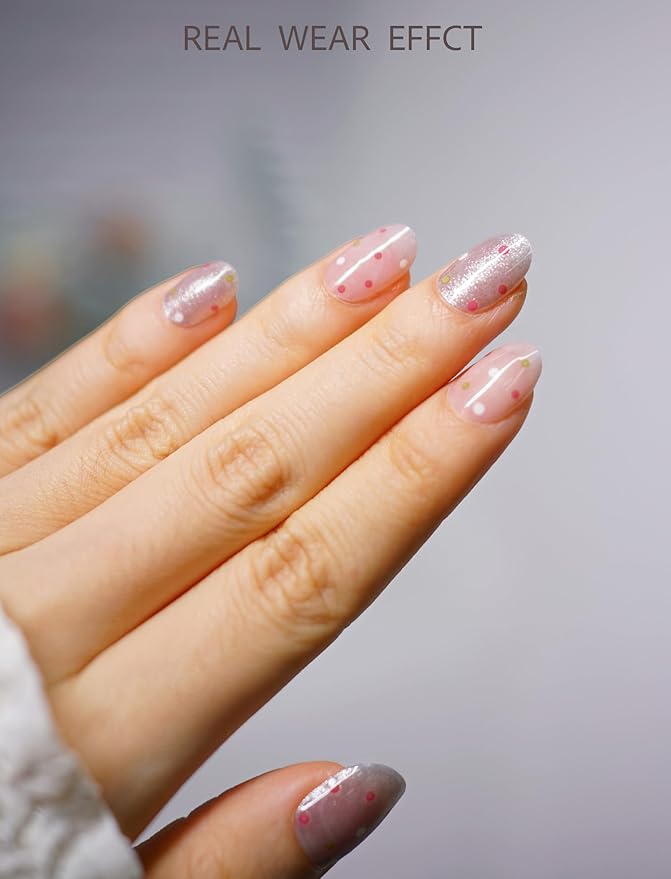 Nail Polish Strips – 32PCS UV Free Salon Quality Wraps, Long Lasting Gel Nail Stickers for Women (Bubblegum Pop Pink)