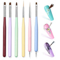 6PCS Nail Art Brushes Set - Professional Nail Design Kit with Gel Polish Brush, Liner, Dotting Tools & Dual-Ended Brushes for Acrylics, French Tips, DIY Manicure Gifts for Beginners/Artists