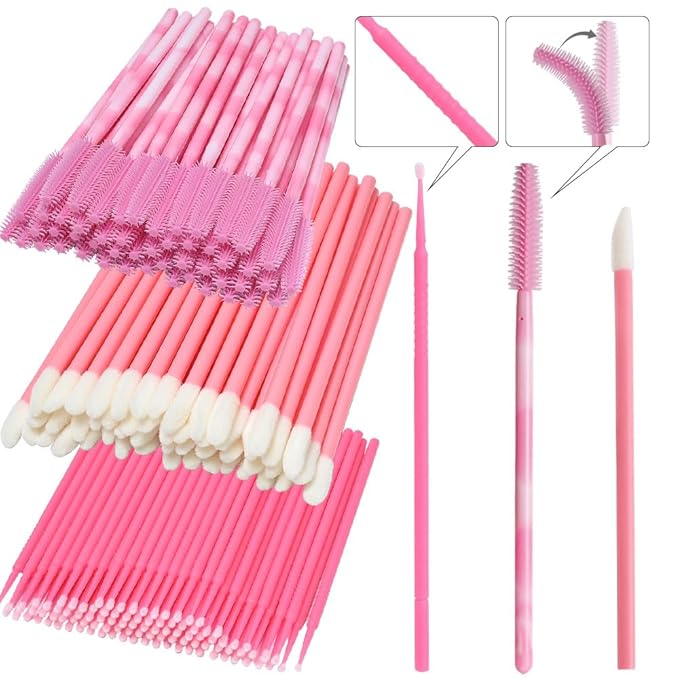 300 Pack Disposable Spoolies Brushes Sets Mascara Wand Lip Brushes Cotton Swab for Eyebrow Eyelash Extension Tattoo Lipstick Applicator