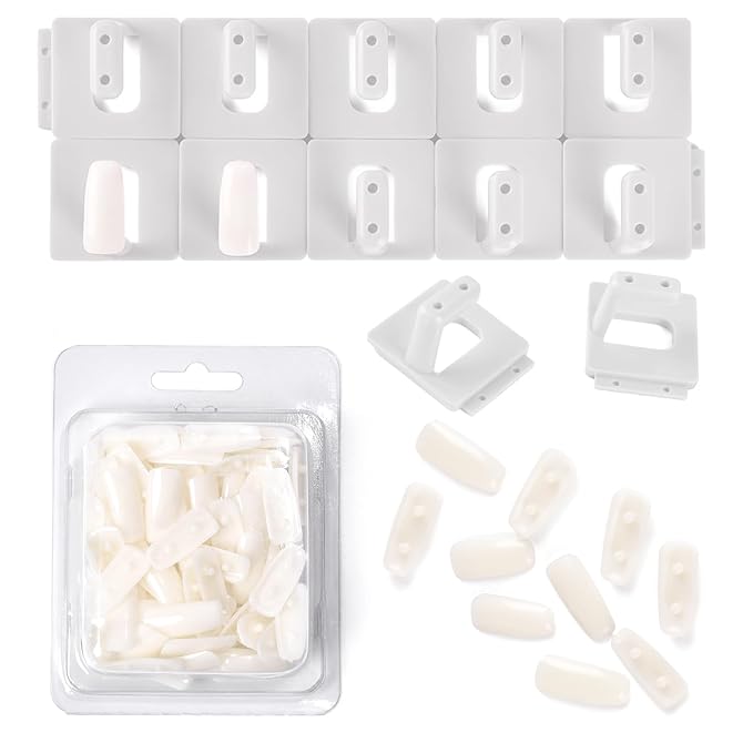 10PCS Plastic Nail Display Stands with Holes Nail Training Frame with 110Pcs Practice Nail Tips, Spliced Stand for Gel Nail Polish DIY Nail Practice Display Tool, Grey
