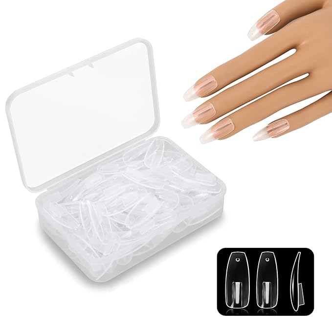 100 Replacement Clear Acrylic Nail Tips, Fake Nails for Practice, DIY Nail Art