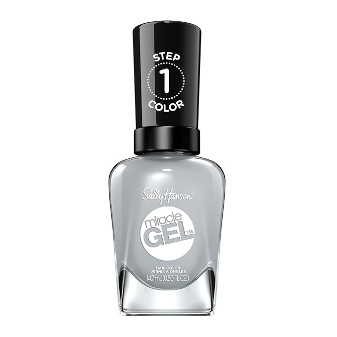 Sally Hansen Miracle Gel Salon Quality Nail Polish | Gel-Like Formula, Two-Step System, No UV Light Needed, Long Lasting | Opaque, Glossy | 799 Greyfitti | Blue Gray Nail Polish
