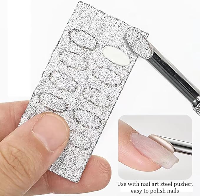 Nail Cuticle Pusher Self-Adhesive Sandpaper Manicure Kit Double Head Cuticle Pushers Nail Art Pre-polishing Sand Paper 240/100 Grit Sandpaper Sheets Nail Pusher Replace Sanding Paper Nail Care Tools