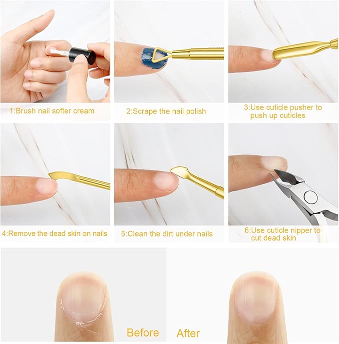 Mudder Acrylic Nail Clippers Kit False Nails Tips Cutter Professional Cuticle Trimmer Nipper Cutter Pusher Remover Stainless Steel Manicure Pedicure Art Tools Set Salon Home(Golden)