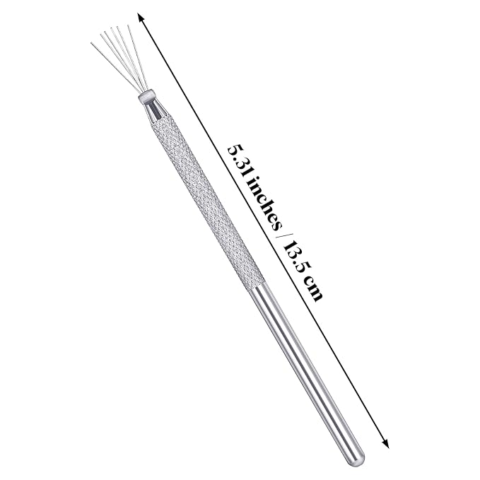 2PCS UltraThin Nail Art Brush 7 Pin Bendable Nails Gel Liner Brushes Nails Design Tools, Stainless Steel Handle Stripe Lines Nail Art Pens Brush, Spider Gel Manicure Tools Wire Pen