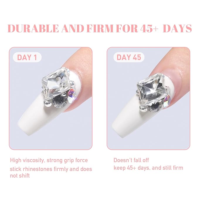 VARNAIL ELastic Gem Gel, No Wipe Stick Gel, Super Sticking Nail Gel Long Lasting Gel, Universal Gem Gel for Rhinestones and Nail Accessories (Ultra Stiky -Maltose 15g)
