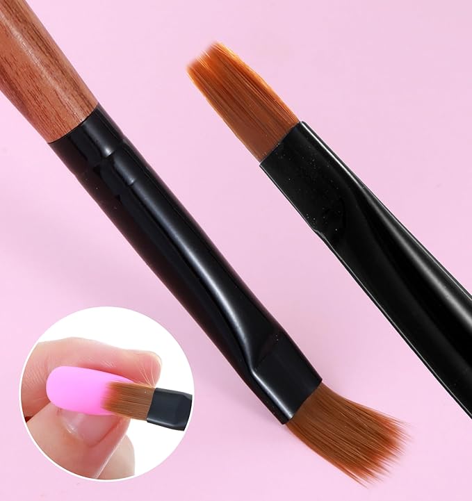 2Pcs Ombre Nail Brush, Precise Gradient Painting Brushes Ombre Nail Brush for Acrylic Nails Manicure Design Tool for DIY & Salon, Handle Thicken Ergonomic
