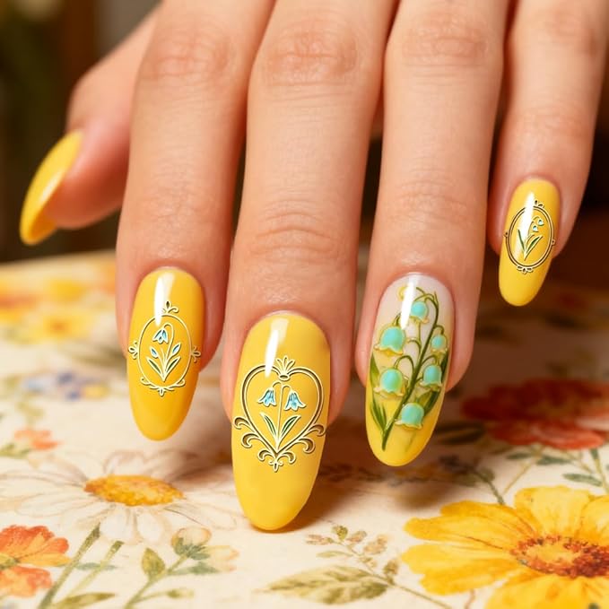 PH PandaHall 3pcs Flower Bouquet Nail Stamping Plate Tulip Rose Nail Stamper Daisy Lily of The Valley Nails Arts Stencils Vintage Lace Nails Image Plates for DIY Manicure Salon Print Design Decor