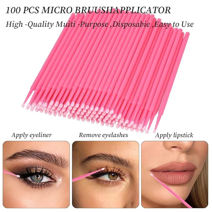 300 Pack Disposable Spoolies Brushes Sets Mascara Wand Lip Brushes Cotton Swab for Eyebrow Eyelash Extension Tattoo Lipstick Applicator