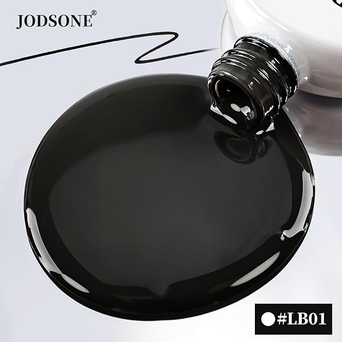 JODSONE Black Swirl Nail Art Liner Gel Polish,10ml Classic Color 3D Nail Art Pens Effect Nail Print Design with Thin Brush for French Tips Manicure Painting DIY at Home - LB01