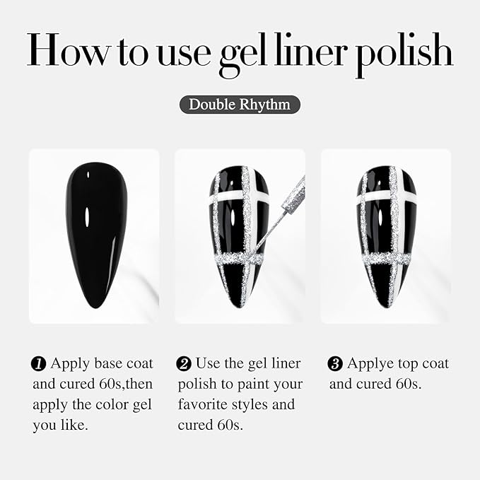 Double Rhythm 15 Ml Metallic Gel Liner Nail Art Gel Bronze Mirror Chrome Painted Drawing Stripper 3D Effect Gel Polish (Glitter Champagne Gold-L1003)