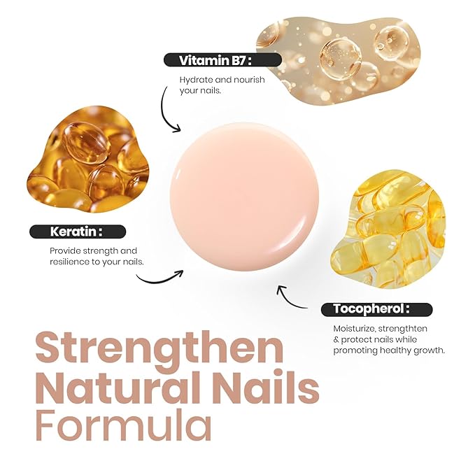 Beetles Nail Strengthener and Growth Concealer - Pink White Nail Polish Shimmer Natural Concealer Fingernail Polish, Fast Dry Quick Oil for Salon Home Daily Work - 0.51 FL OZ