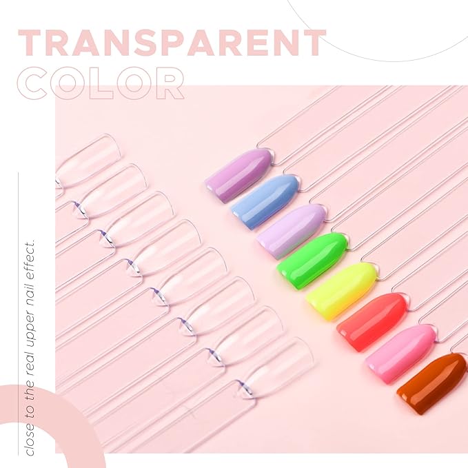 AZUREBEAUTY 150 Pcs Clear Nail Color Sticks, Fan Shape Nail Art Polish Display Tips, False Nail Sample Sticks, Nail Practice Color Display, Transparent Polish Board