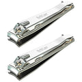 2PCS Stainless Steel Nail Clippers,Professional Fingernail Clipper and Toenail Clipper, Wide Easy Press Lever Nail Cutter with Swing Out Nail Cleaner/File for Men and Women