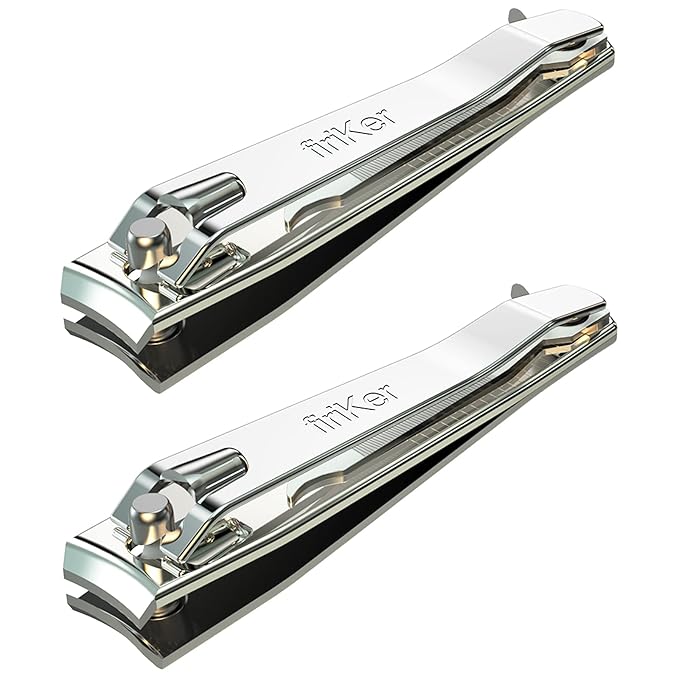 2PCS Stainless Steel Nail Clippers,Professional Fingernail Clipper and Toenail Clipper, Wide Easy Press Lever Nail Cutter with Swing Out Nail Cleaner/File for Men and Women