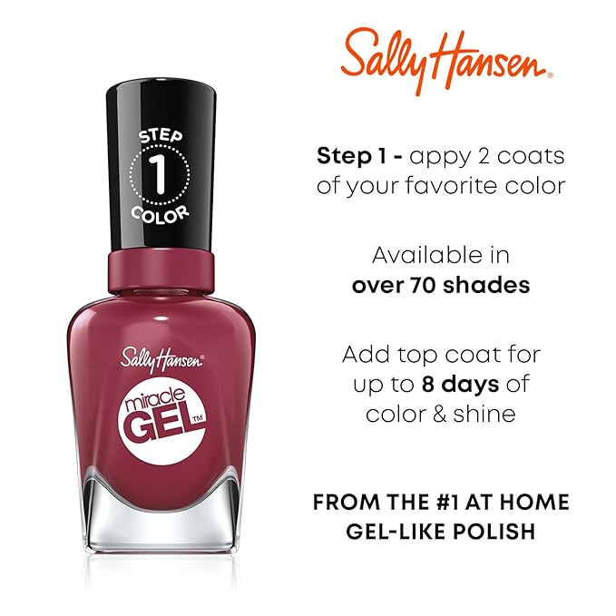 Sally Hansen Miracle Gel Nail Polish, Shade Slate-r Girl #809, 0.5 Fl Oz (Pack of 2)
